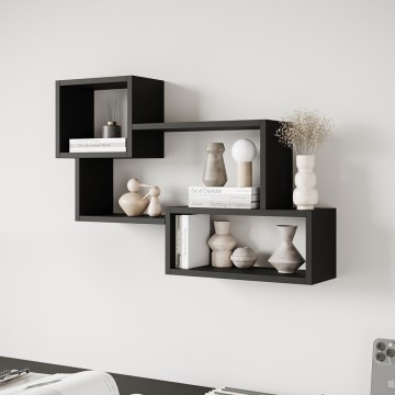 Стенен рафт TRIO 87x54 см черен графит