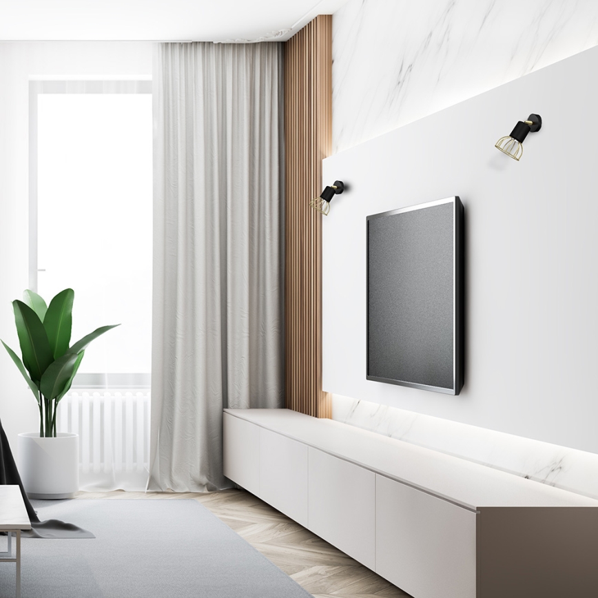 Стенен спот DANTE 1xGU10/25W/230V черен/златист