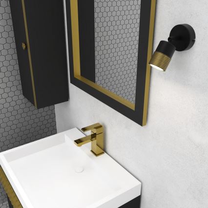 Стенен спот MIZU 1xGU10/8W/230V черен/месинг