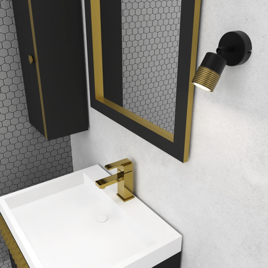 Стенен спот MIZU 1xGU10/8W/230V черен/месинг