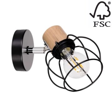 Стенен спот PHIPHI 1xE27/60W/230V дъб - FSC сертифициран