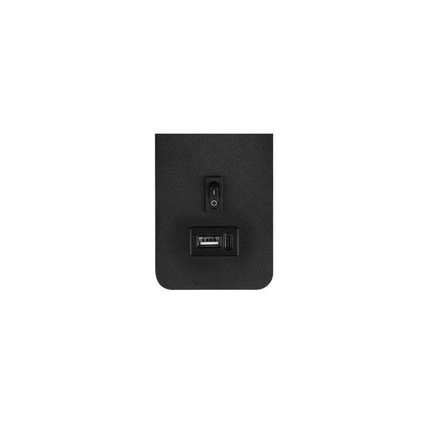 Стенен спот с USB зарядно 1xG9/35W/230V черен/златист