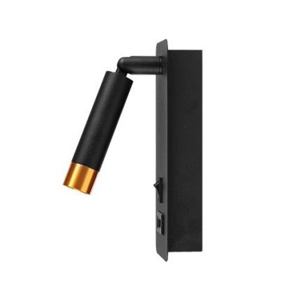 Стенен спот с USB зарядно 1xG9/35W/230V черен/златист