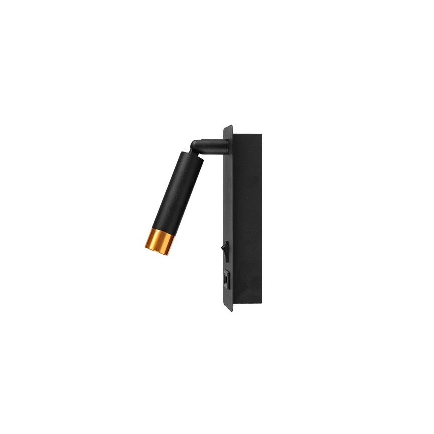 Стенен спот с USB зарядно 1xG9/35W/230V черен/златист