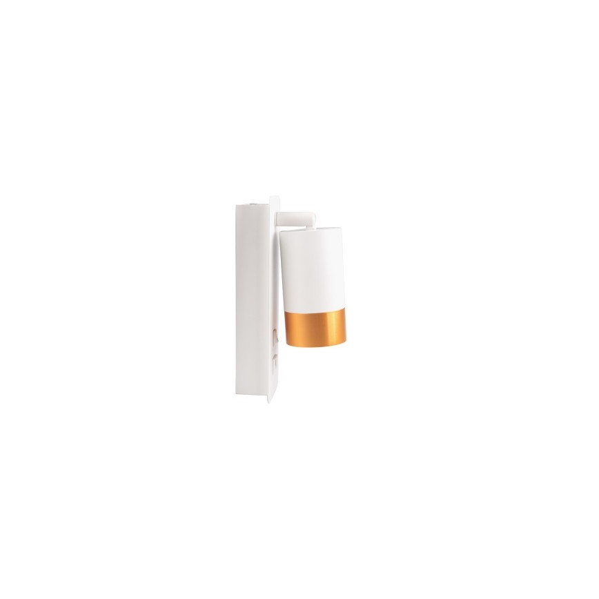 Стенен спот с USB зарядно 1xGU10/35W/230V бял/златист