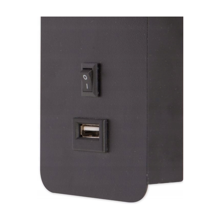 Стенен спот с USB зарядно 1xGU10/35W/230V черен
