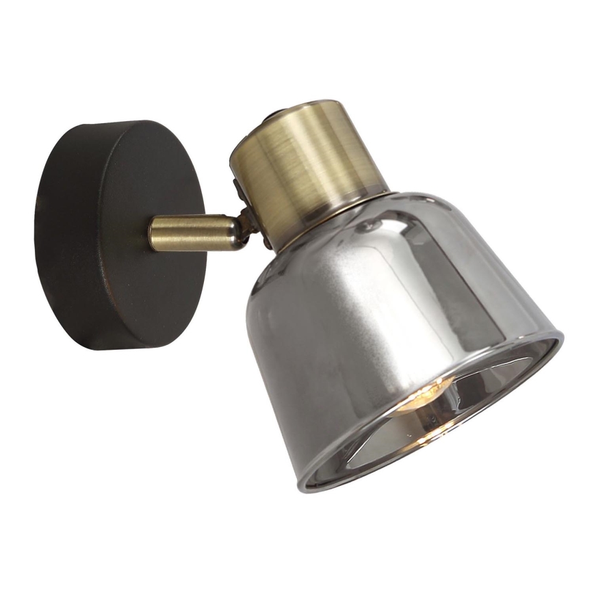 Стенен спот SMOKY 1xE14/9W/230V черен/месинг/сив