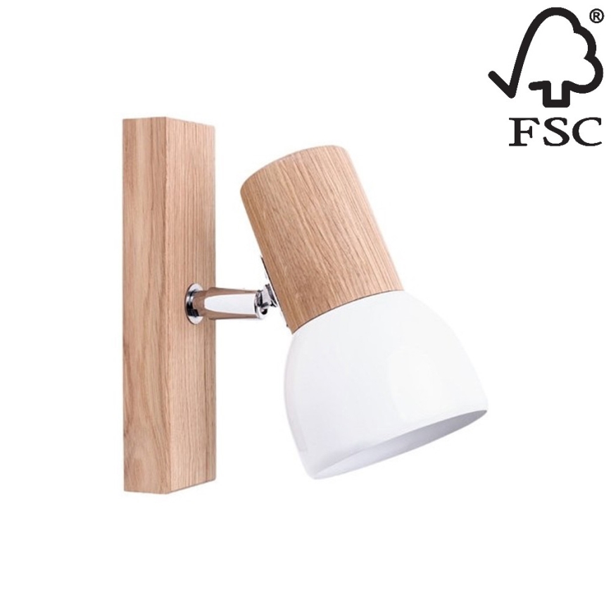 Стенен спот SVENDA 1xE27/60W/230V дъб - FSC сертифициран