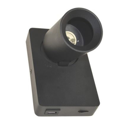Стенен спот TAFT 1xGU10/30W/230V USB черен