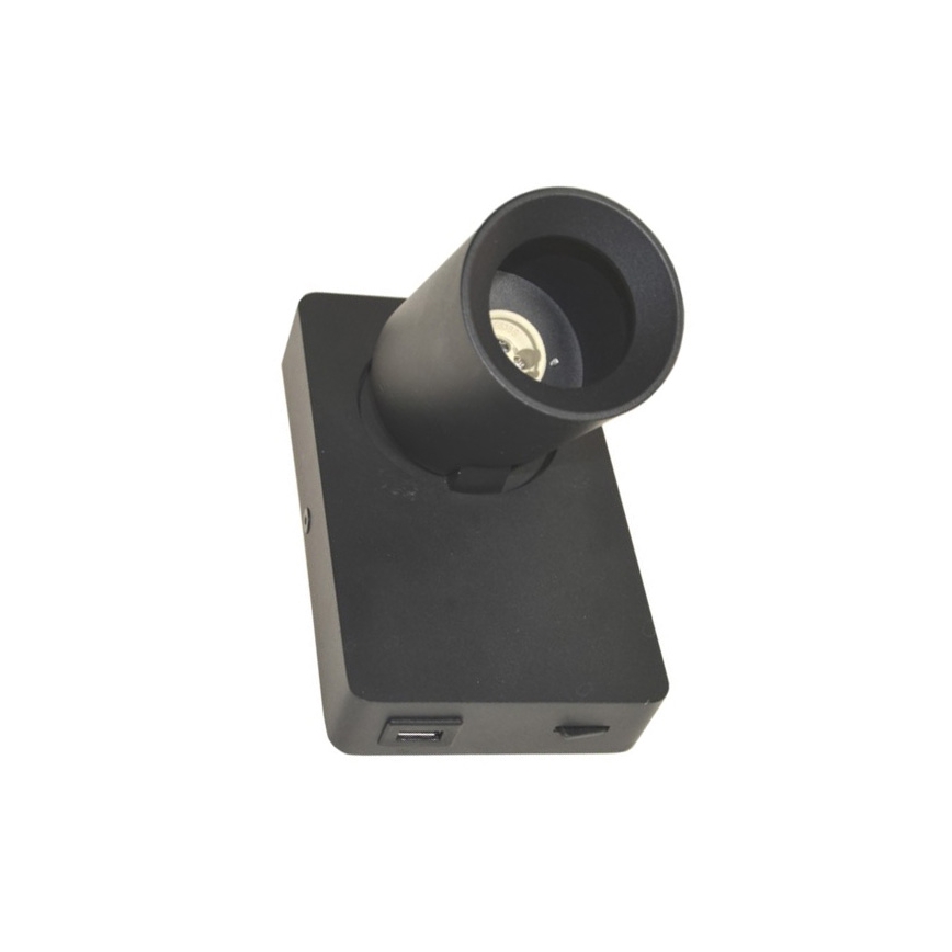 Стенен спот TAFT 1xGU10/30W/230V USB черен