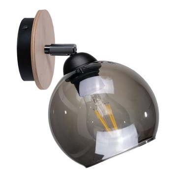 Стенен спот UNO WOOD 1xE27/60W/230V черен/кафяв