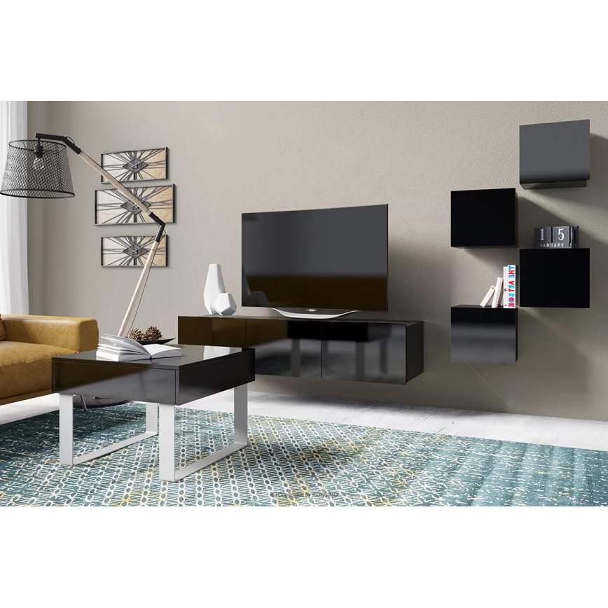 Стенен шкаф PAVO 34x34 см лъскаво черен