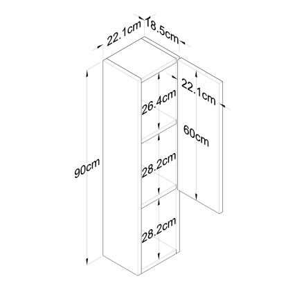 Стенен шкаф RANI 22,1x90 см кафяв