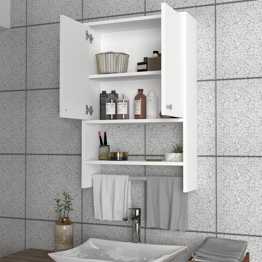 Стенен шкаф за баня VIRA 90x59 cм бял