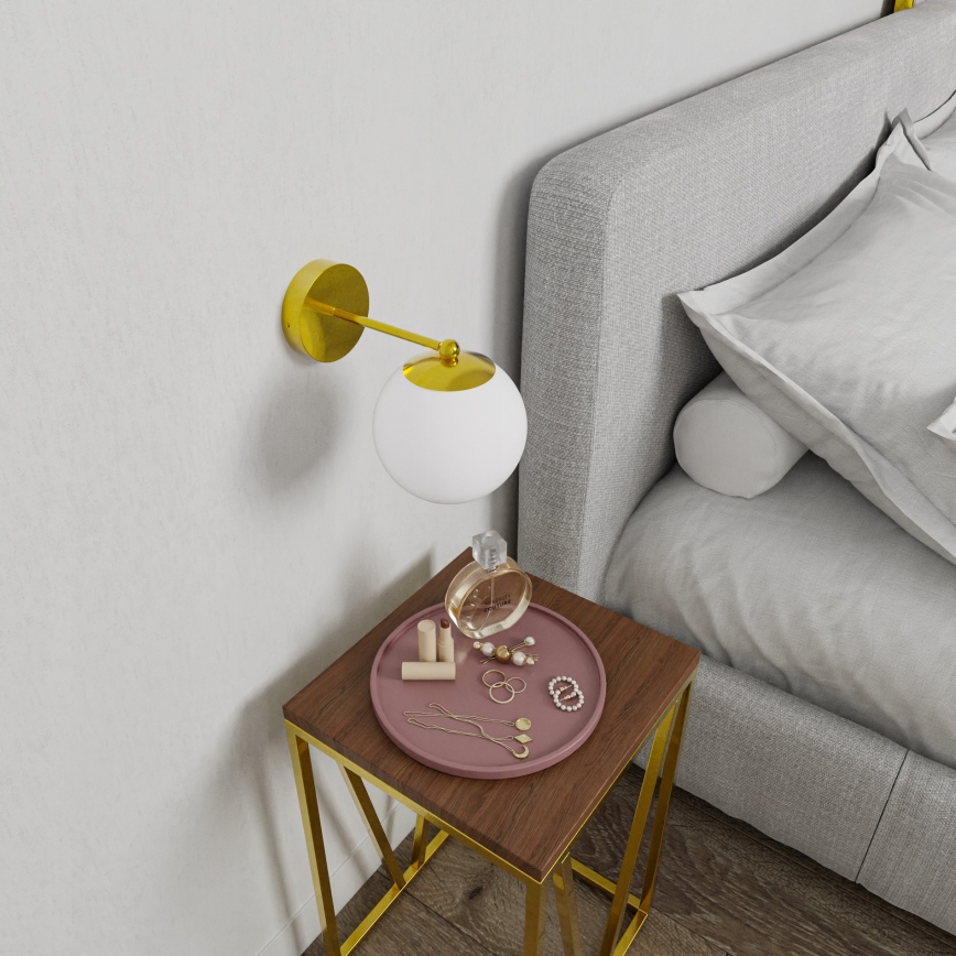 Стенна лампа 1xE27/40W/230V златисто/бяла