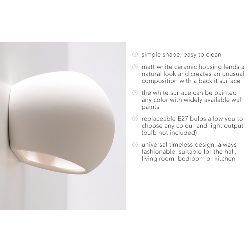 Стенна лампа GLOBE 1xE27/60W/230V бяла