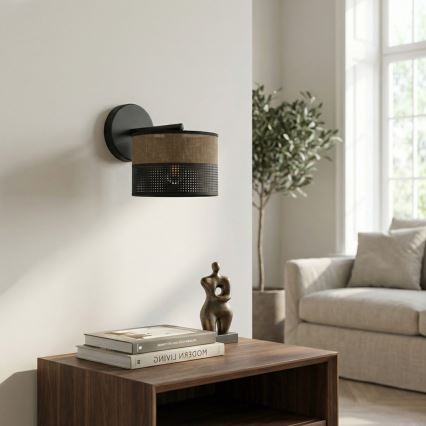 Стенна лампа KARBON 1xE27/15W/230V черна/кафява