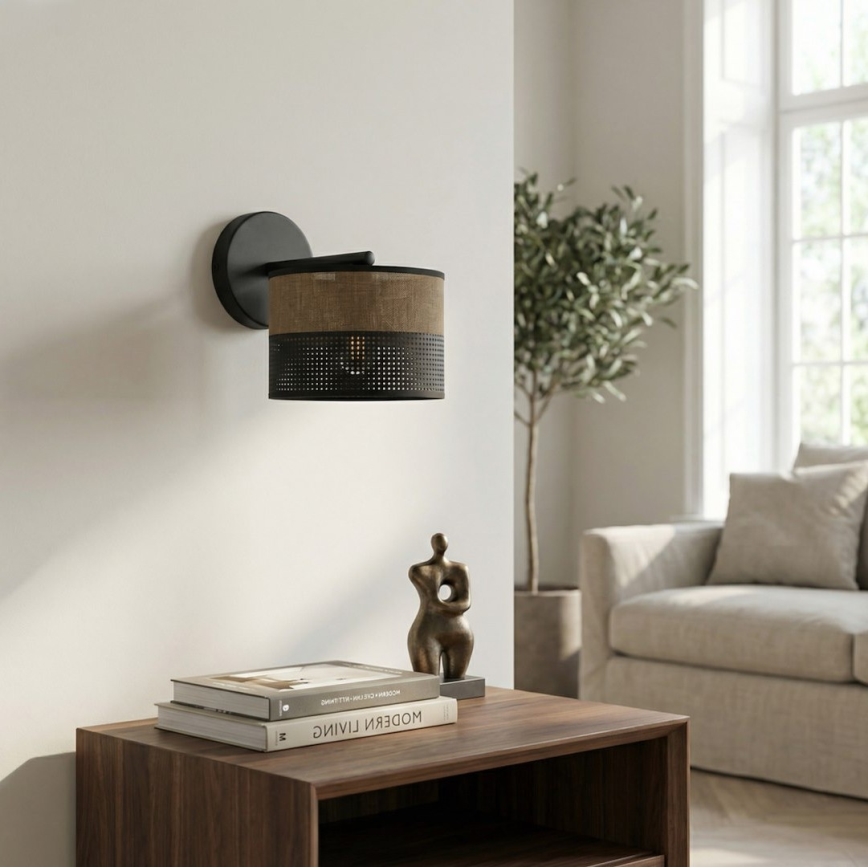 Стенна лампа KARBON 1xE27/15W/230V черна/кафява