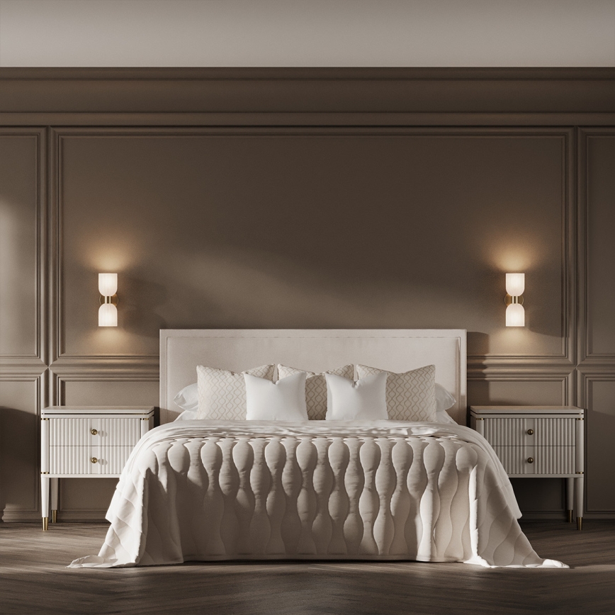 Стенна лампа PIEGA 2xE14/10W/230V месинг/бял