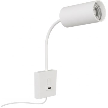 Стенна лампа с USB PUNTO 1xGU10/9W/230V бяла