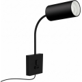 Стенна лампа с USB PUNTO 1xGU10/9W/230V черна