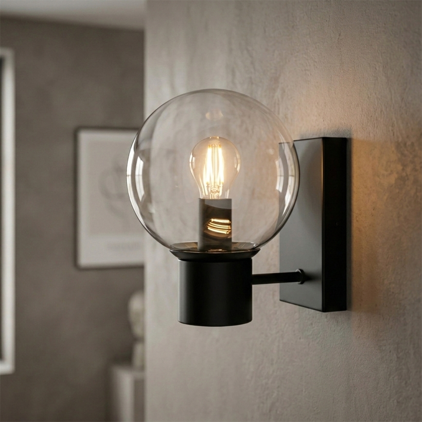 Стенна лампа SFERIO 1xE14/5W/230V черна/прозрачна