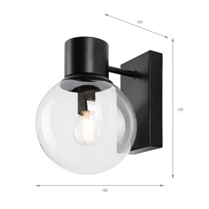 Стенна лампа SFERIO 1xE14/5W/230V черна/прозрачна