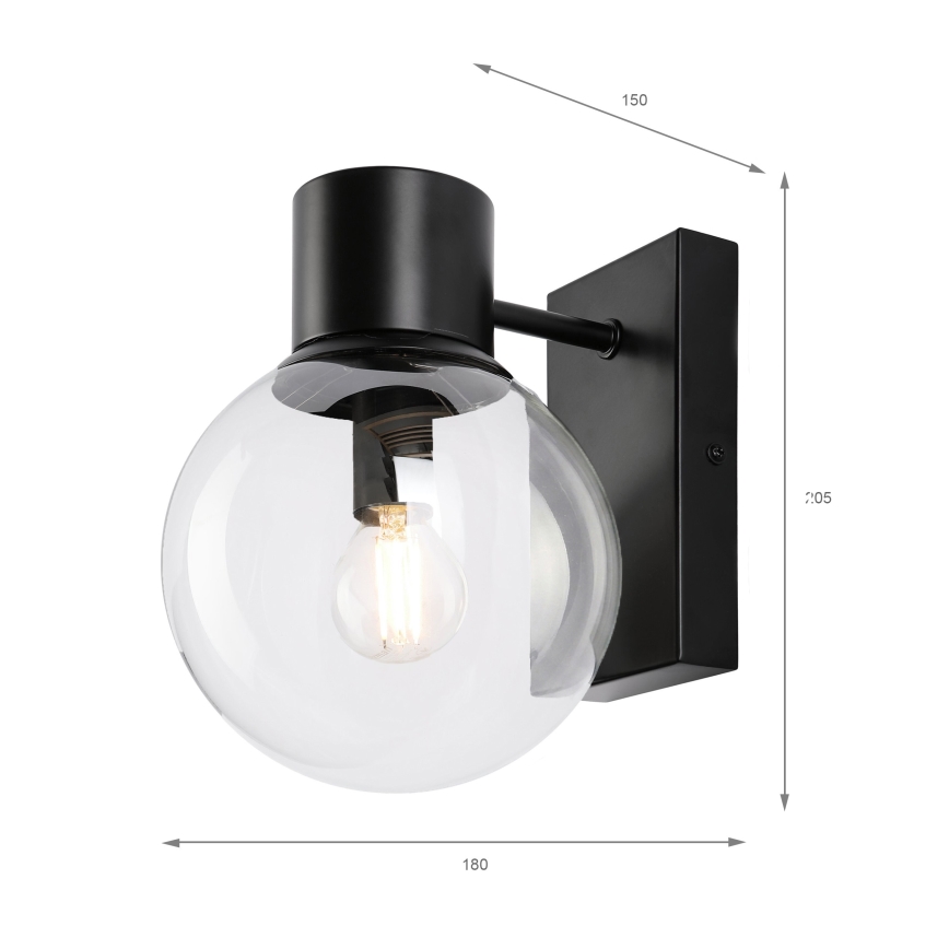 Стенна лампа SFERIO 1xE14/5W/230V черна/прозрачна