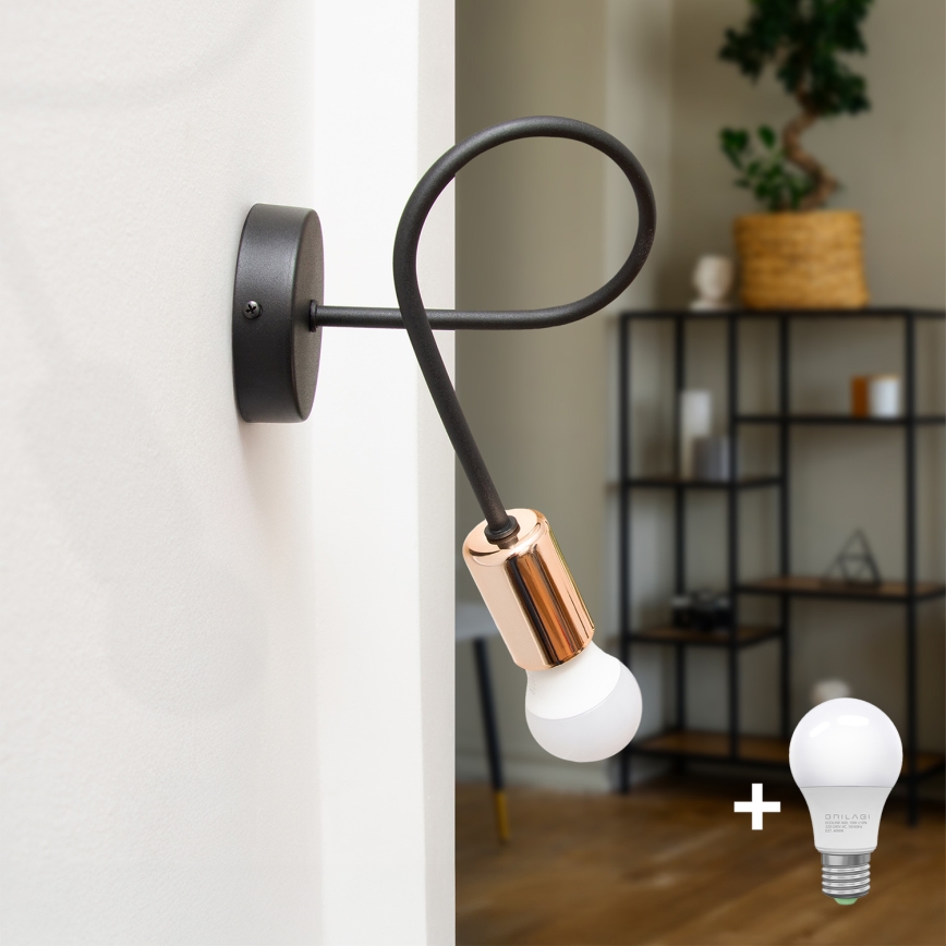 Стенна лампа TUBE 1xE27/15W/230V черна