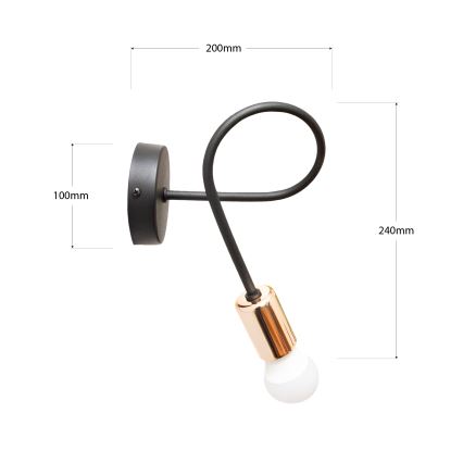 Стенна лампа TUBE 1xE27/15W/230V черна