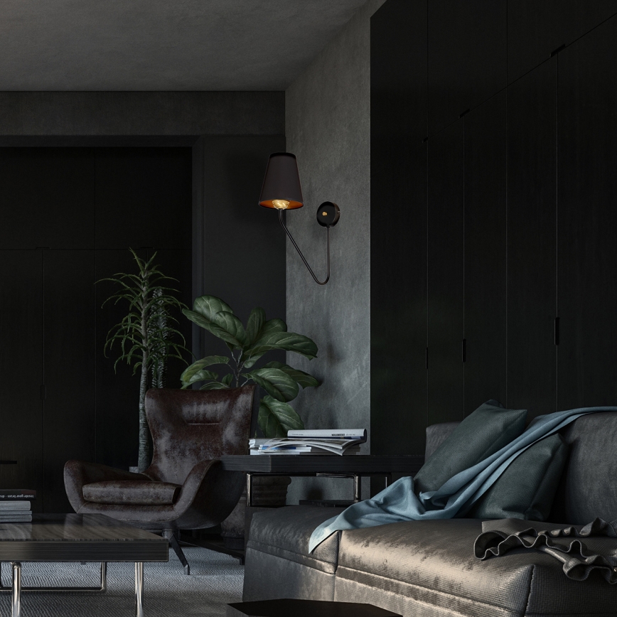 Стенна лампа VICTORIA 1xE27/60W/230V черна