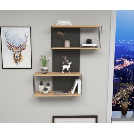 Стенна полица DESTAN 65x96x19 cm антрацит/кафява