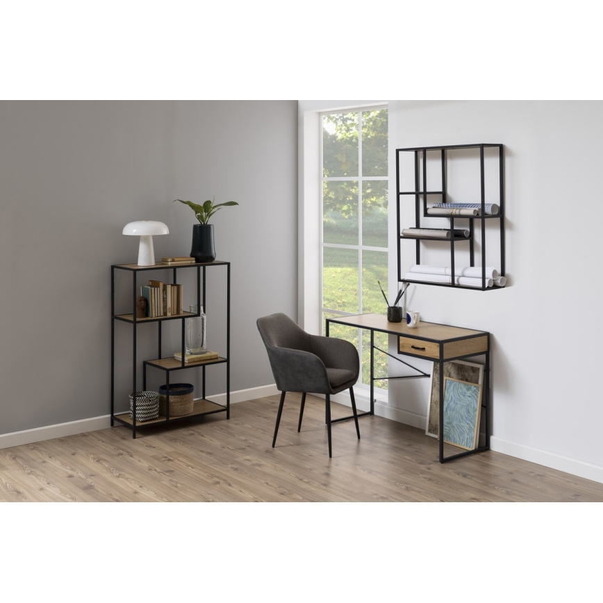 Стенна полица SARON дъб/черен