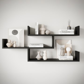 Стенна полица TRIO 119x55 см графитено черна