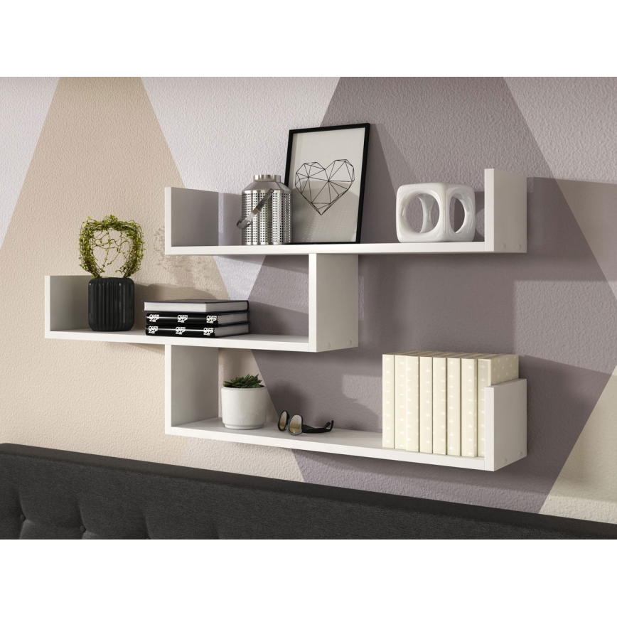 Стенна полица TRIO 119x55x18 см бяла