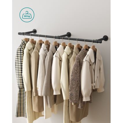 Стенна поставка за закачалки LINEA, черна