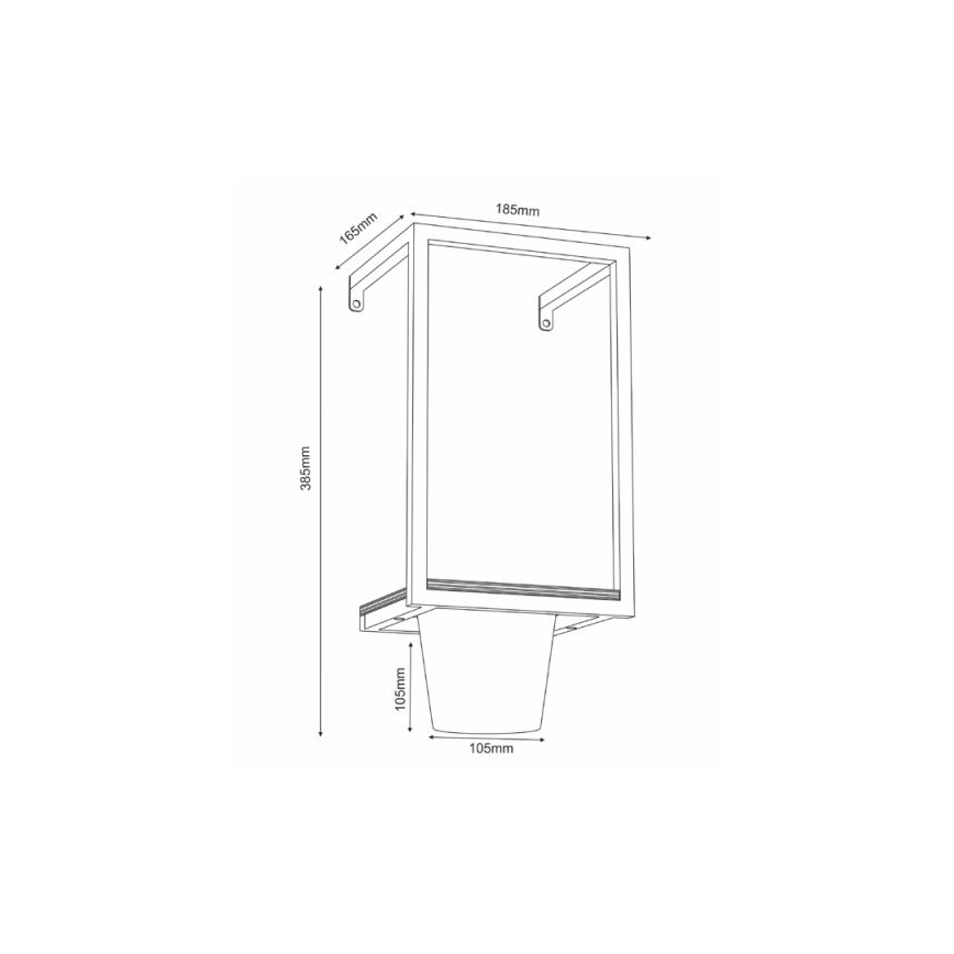 Стенна саксия 38x18 см черна