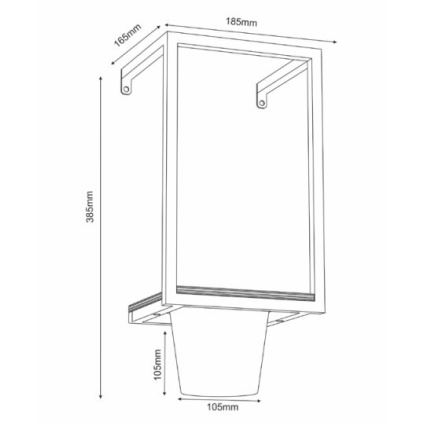 Стенна саксия 38x18 см черна