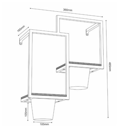Стенна саксия 46x36 см златиста