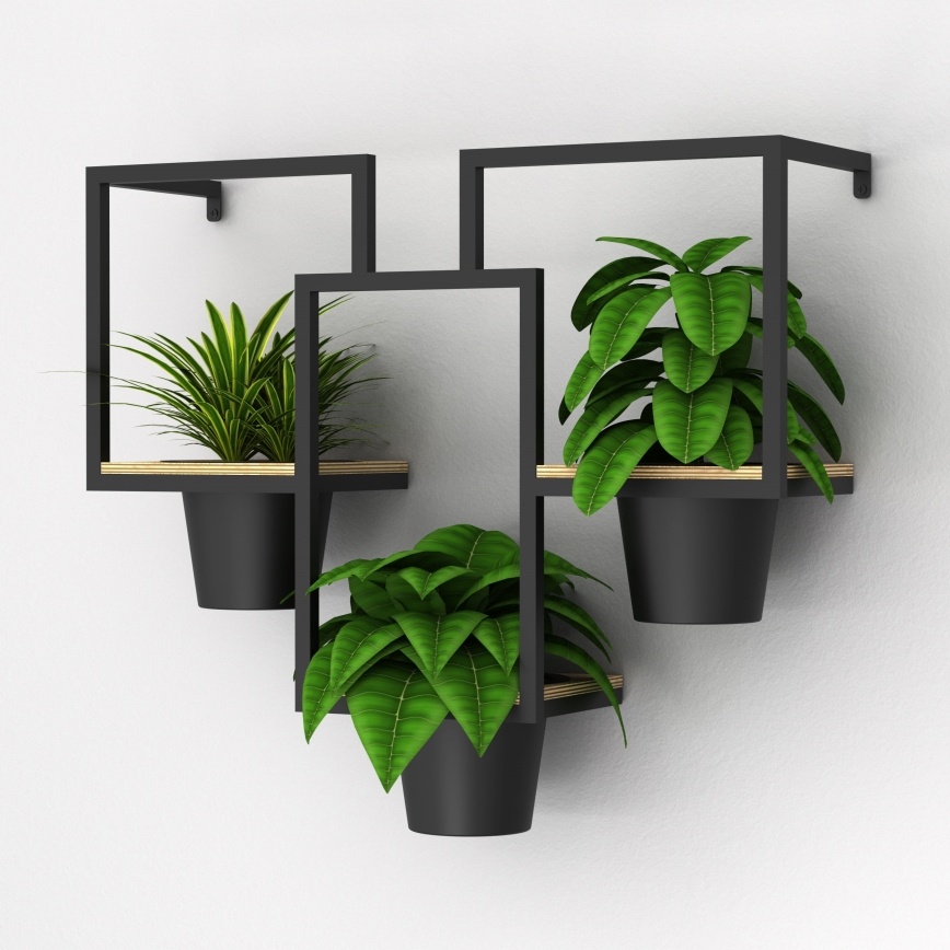 Стенна саксия 46x53 см черна