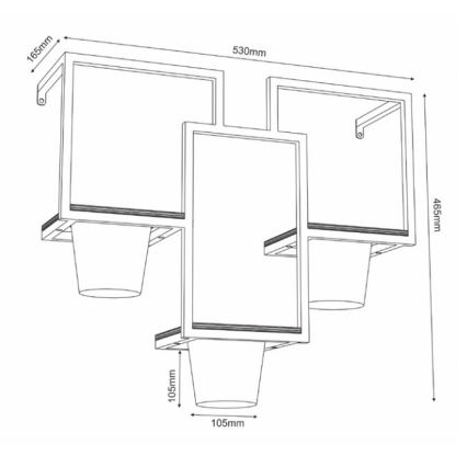 Стенна саксия 46x53 см черна