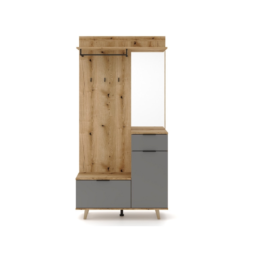 Стенна за антре със огледало SVEN, кафяв/графит