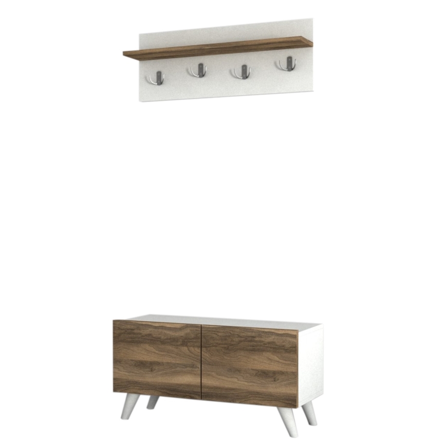 Стенна закачалка LORES 29,5x80 cм + шкаф за обувки 41,5x80 cм кафяв/бял
