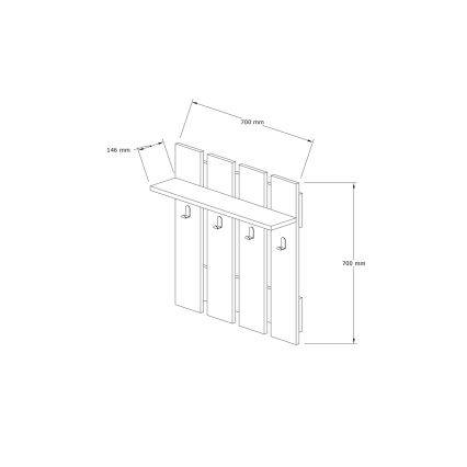 Стенна закачалка MITA 70x70 cм антрацит/кафява