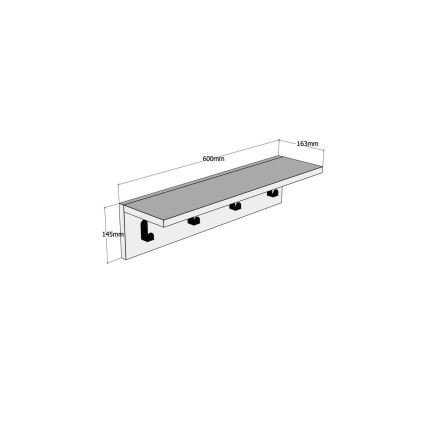 Стенна закачалка с рафт AYLA 14,5x60 cм кафява