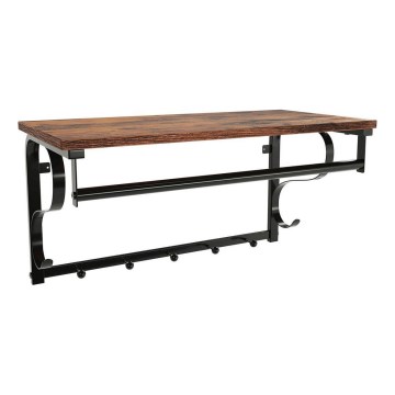 Стенна закачалка с полица NATE кафява/черна