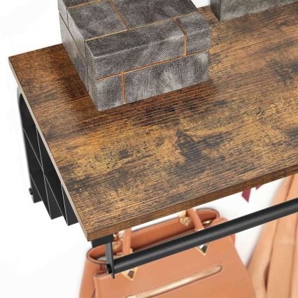 Стенна закачалка с полица NATE, кафява/черна