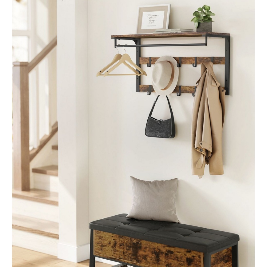 Stенна закачалка с рафт NATE кафяво/черно