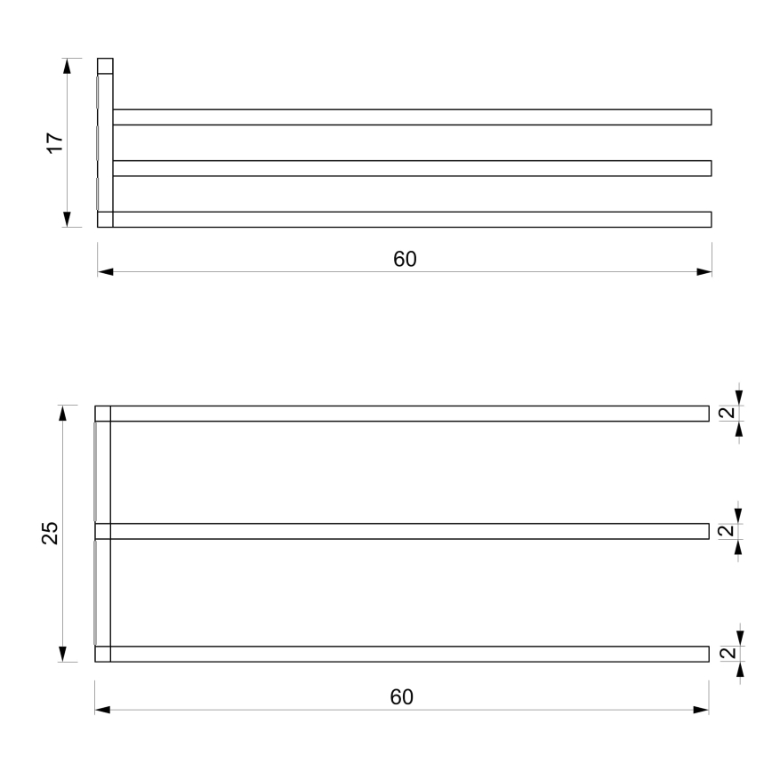 Стенна закачалка за кърпа 25х60 см черна