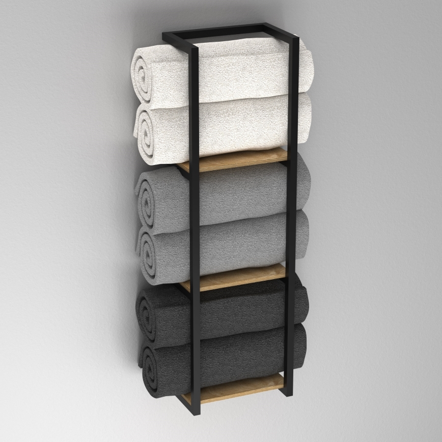 Стенна закачалка за кърпа 78x23 см черна